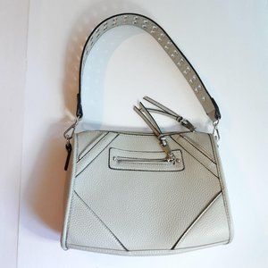 black rivet purse bag creamy grey silver grommet s